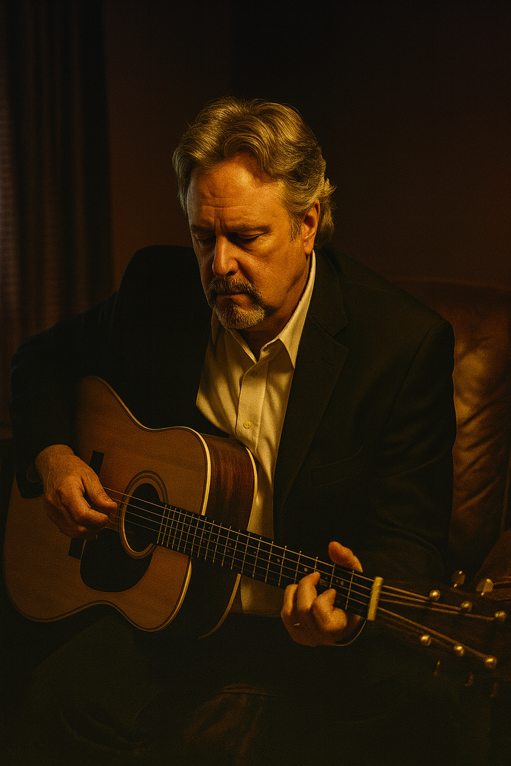 Roger Smith playing acoustic guitar